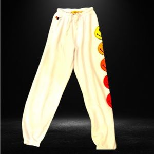 Aviator Nation White Smiley Face Sweatpants XS